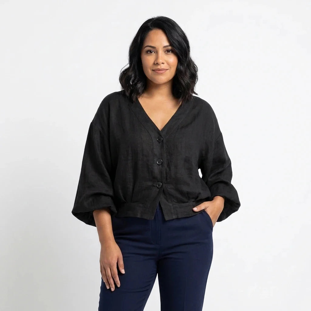 Crinkled Oversized Drop Shoulder Elastic Blouses