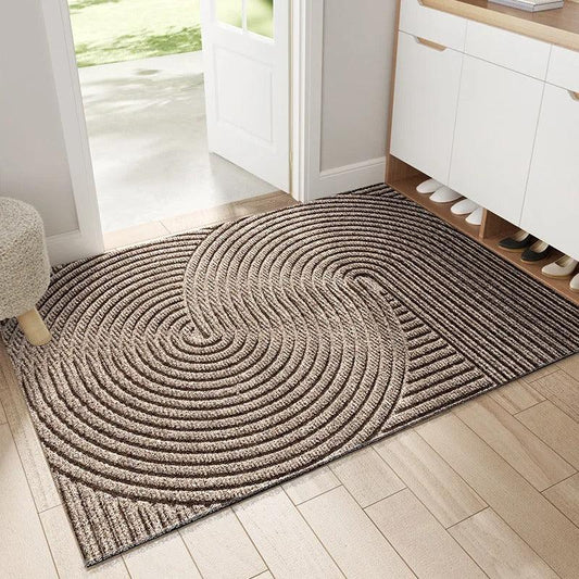 Non-Slip Entryway Doormat with Spiral Motif