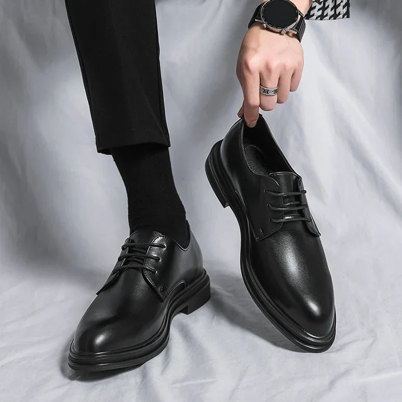 Tapered Glossy Lace Up Welted Sole Brogues Shoes
