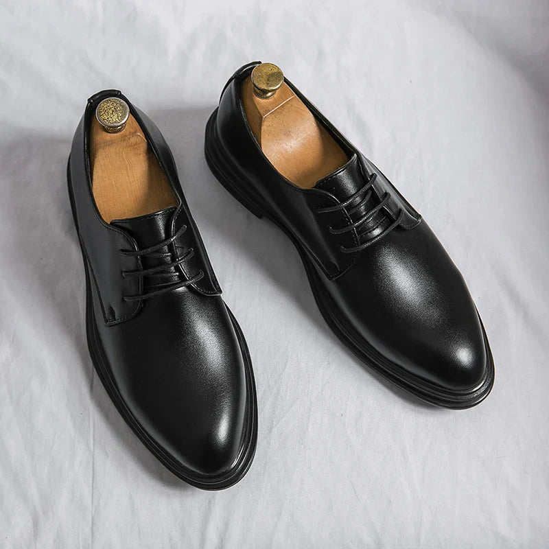 Tapered Glossy Lace Up Welted Sole Brogues Shoes