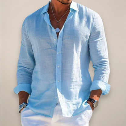 Textured Button Front Curved Hem Long Sleeve Shirt