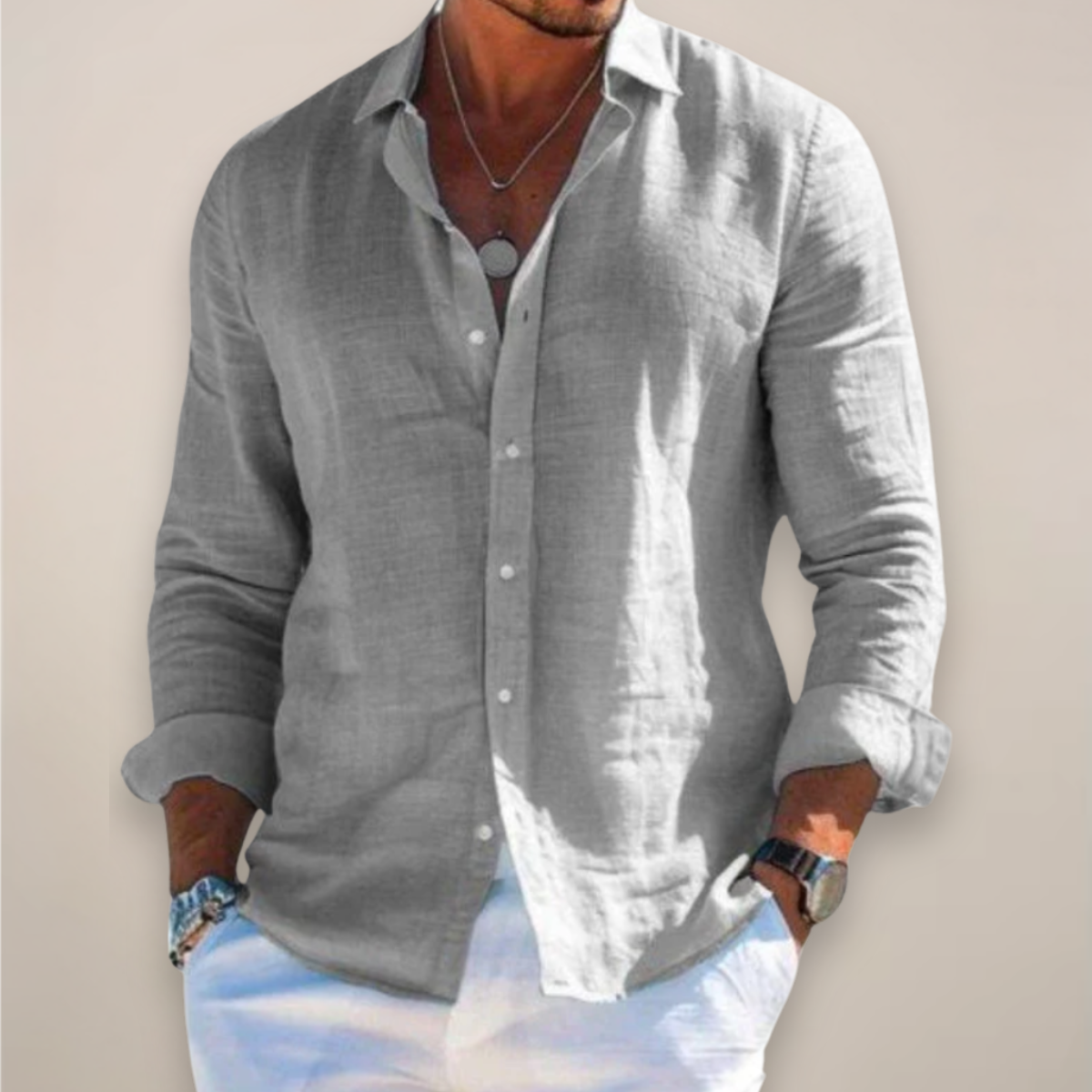 Textured Button Front Curved Hem Long Sleeve Shirt