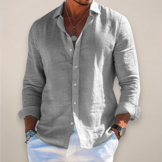 Textured Button Front Curved Hem Long Sleeve Shirt