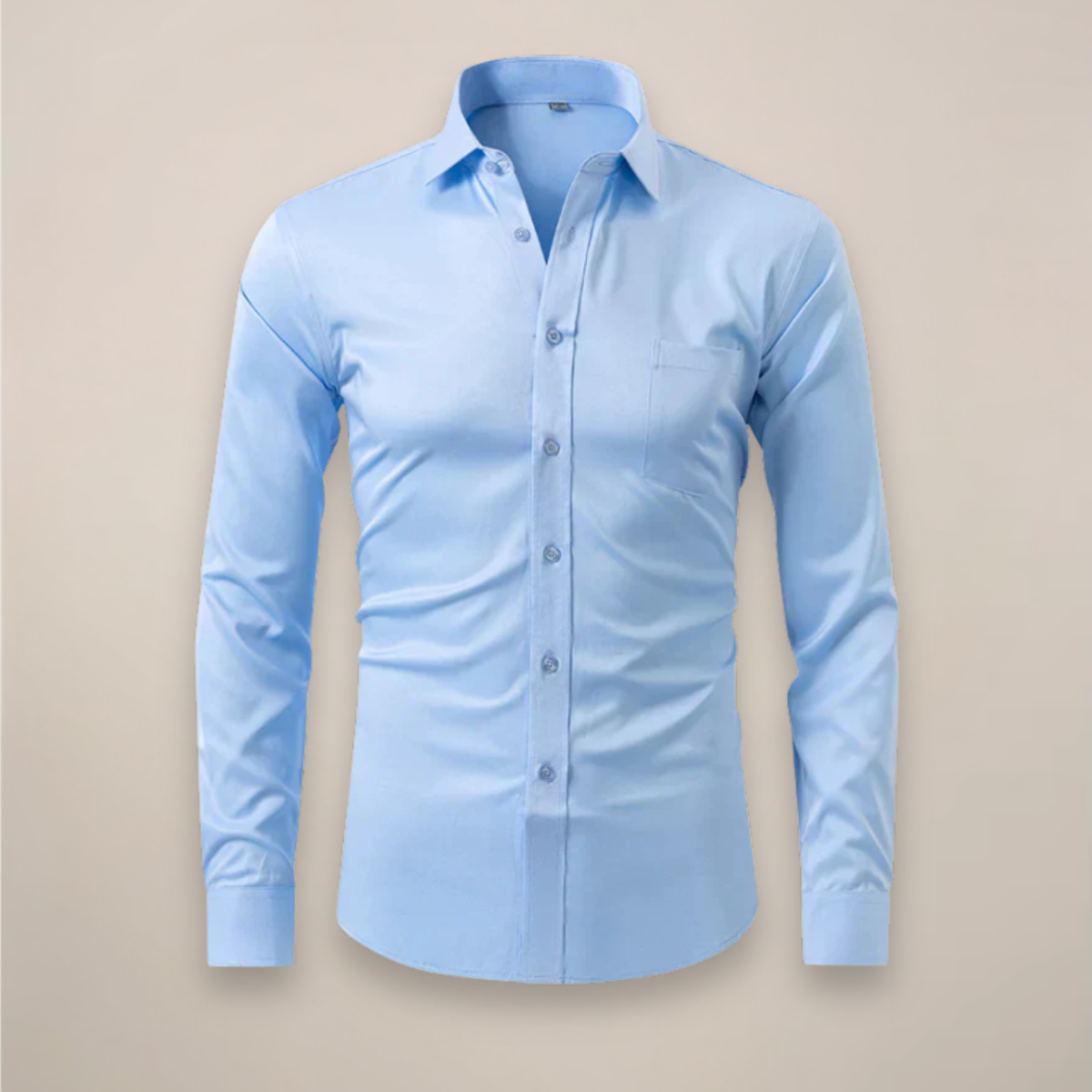 Slim Fit Solid Single Pocket Point Collar Button Down Shirt