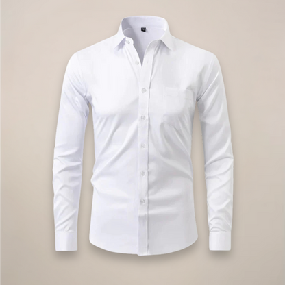 Slim Fit Solid Single Pocket Point Collar Button Down Shirt
