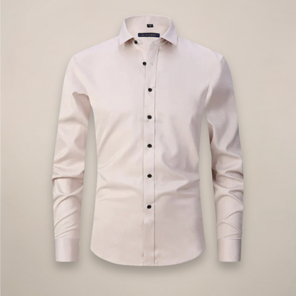 Slim Fit Solid Single Pocket Point Collar Button Down Shirt