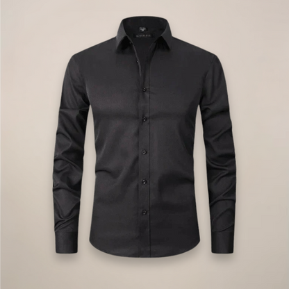 Slim Fit Solid Single Pocket Point Collar Button Down Shirt