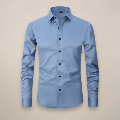 Slim Fit Solid Single Pocket Point Collar Button Down Shirt