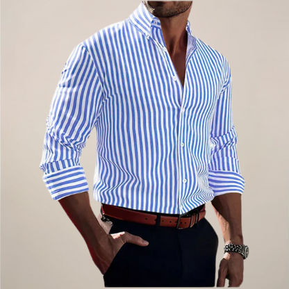 Striped Button Front Long Sleeve Cuff Shirt