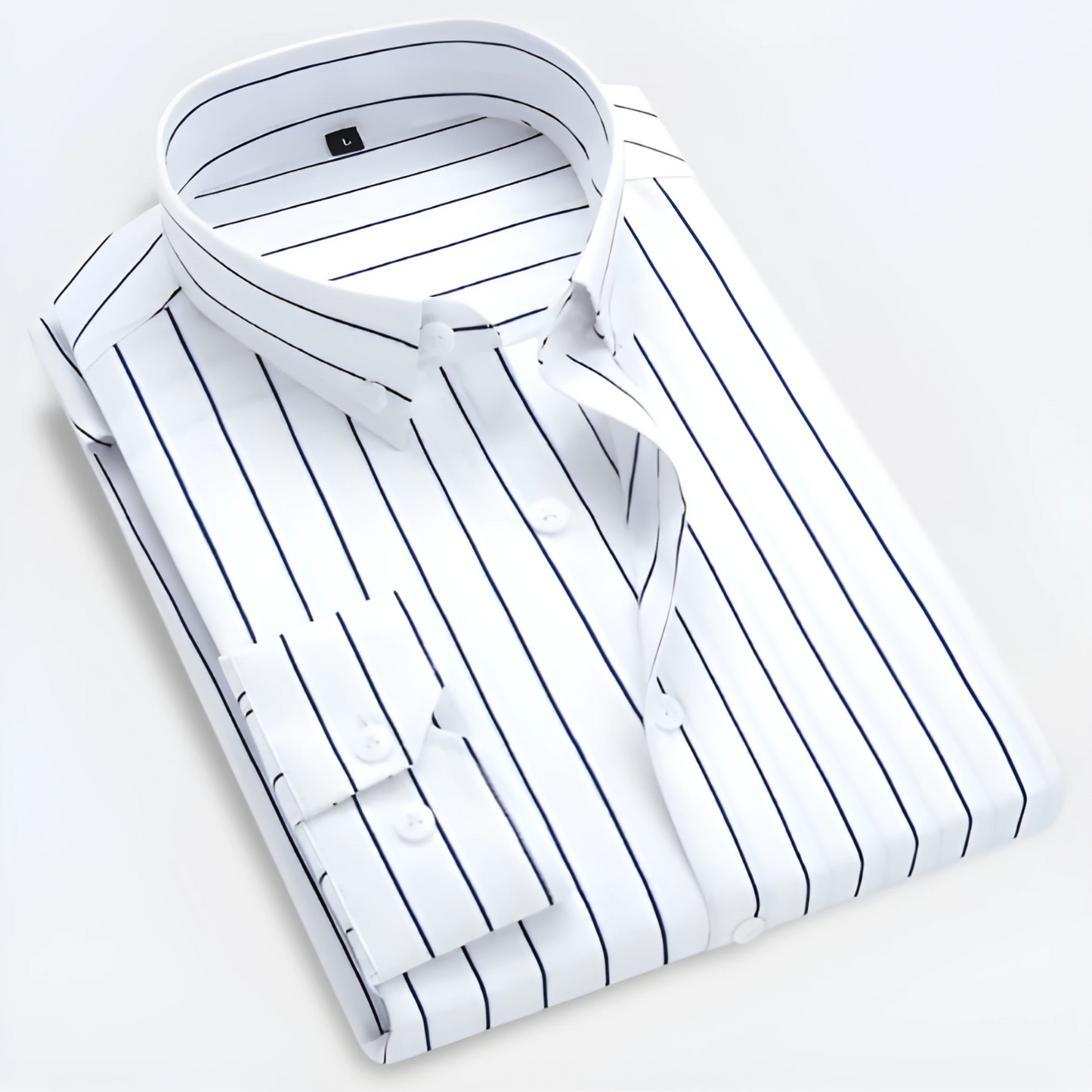 Striped Button Fastening Long Sleeve Cuffed Shirt