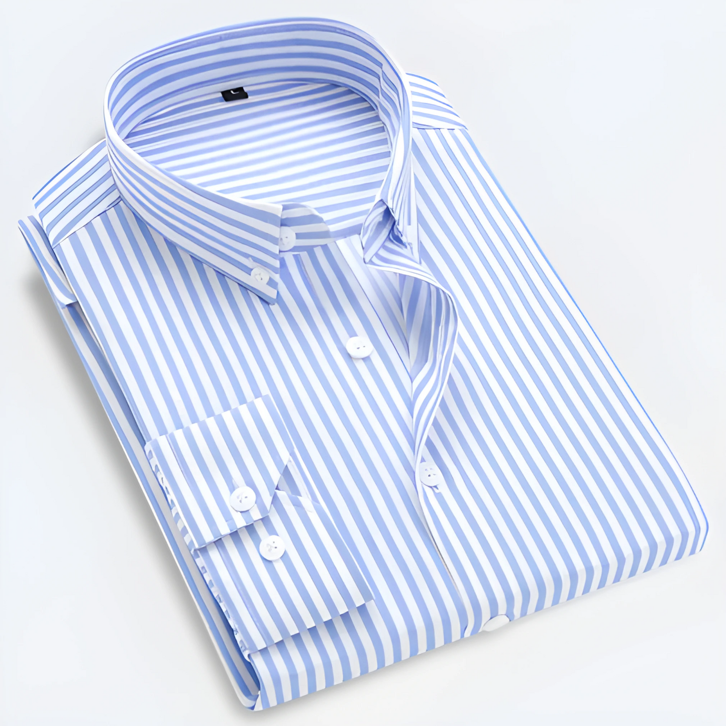 Striped Button Fastening Long Sleeve Cuffed Shirt