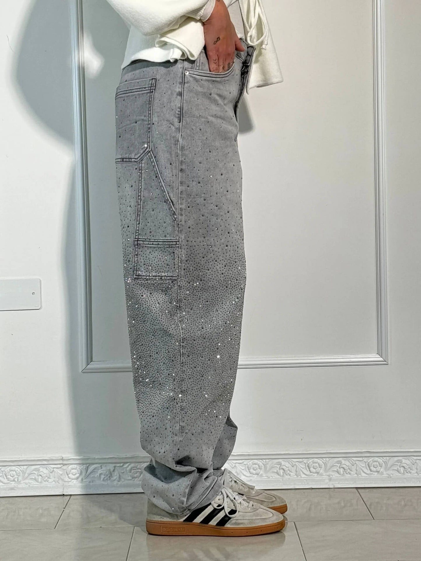 Sparkly High Waist Loose Fit Trousers