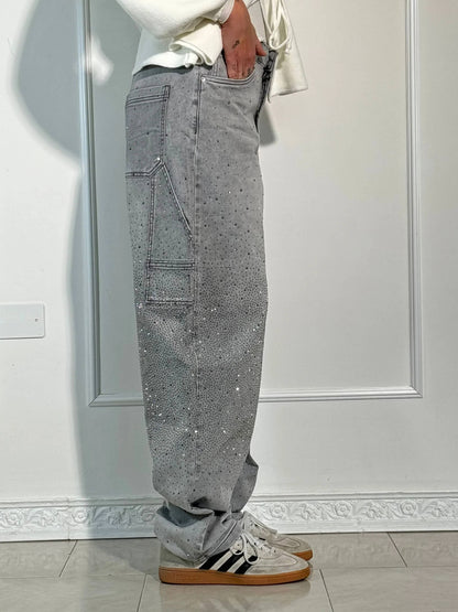 Sparkly High Waist Loose Fit Trousers