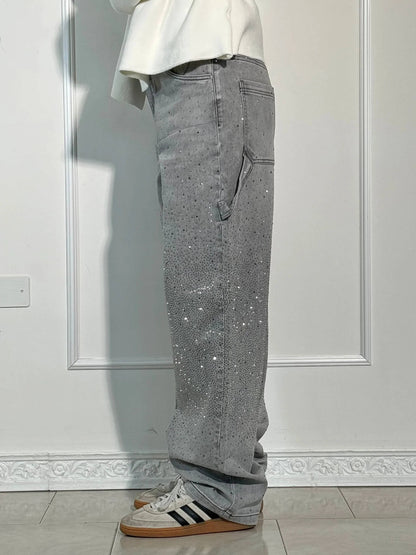 Sparkly High Waist Loose Fit Trousers