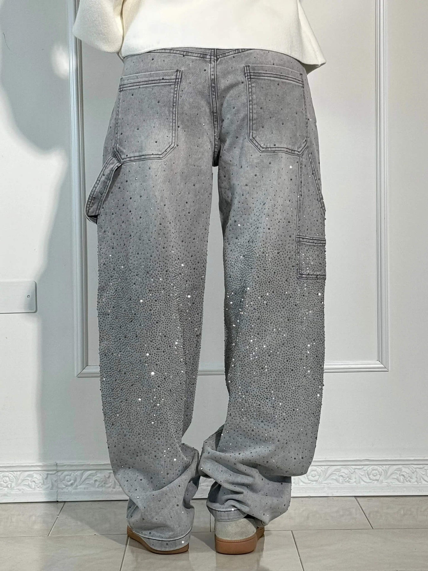 Sparkly High Waist Loose Fit Trousers