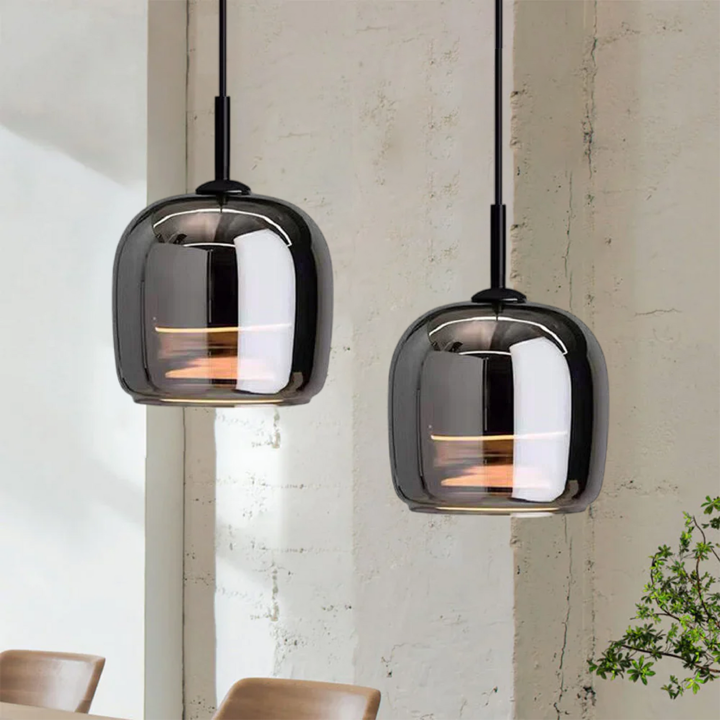 Smoked Glass Capsule Pendant Light