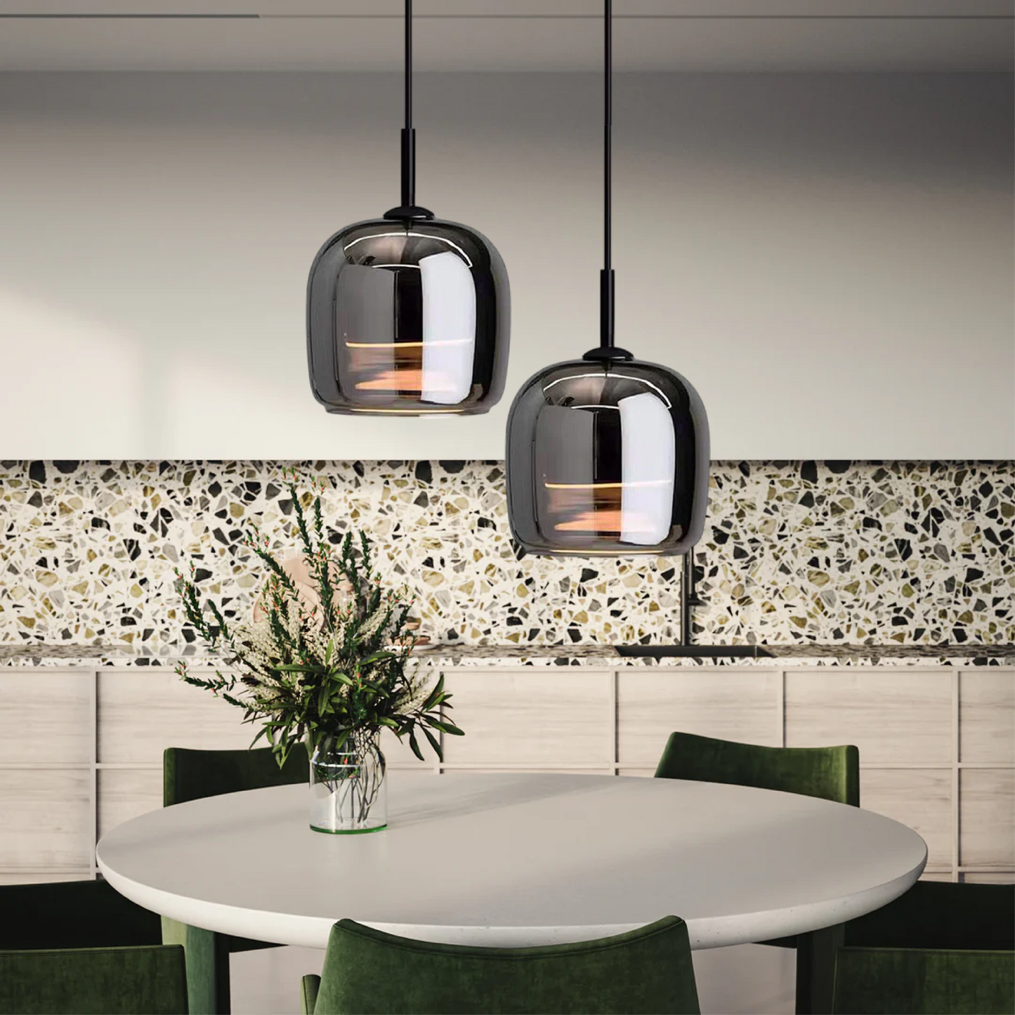 Smoked Glass Capsule Pendant Light