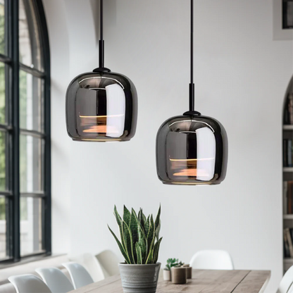 Smoked Glass Capsule Pendant Light