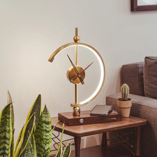 Arched Table Lamp Clock with Wireless Charging Base