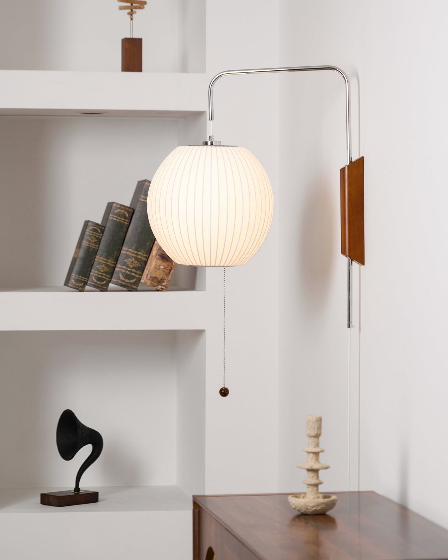 Cylindrical Ribbed Shade Wall Lamp