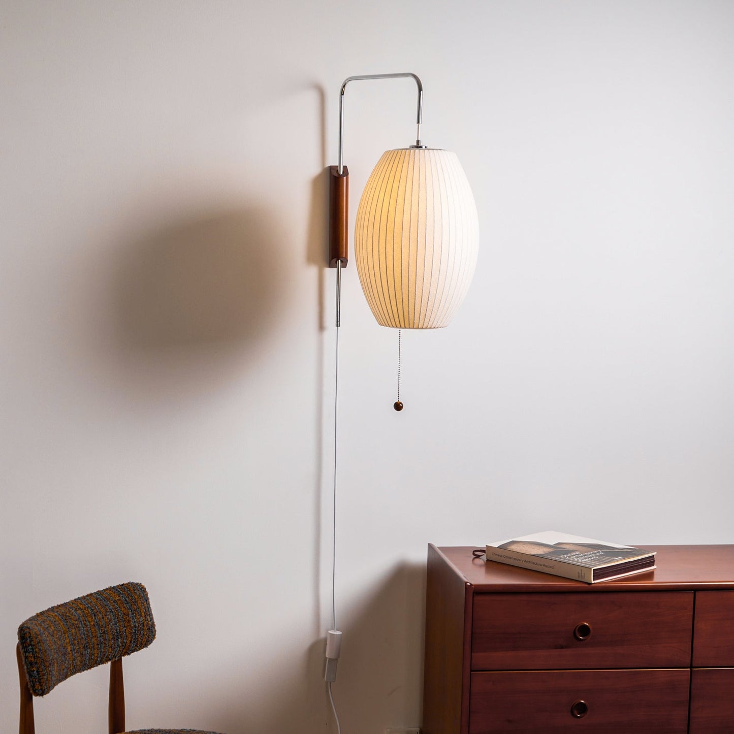 Cylindrical Ribbed Shade Wall Lamp