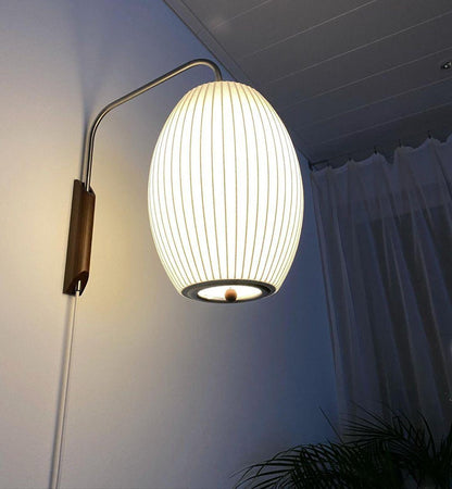 Cylindrical Ribbed Shade Wall Lamp