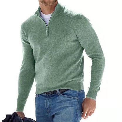 Men's Mock Neck Quarter-Zip Long Sleeve Sweater