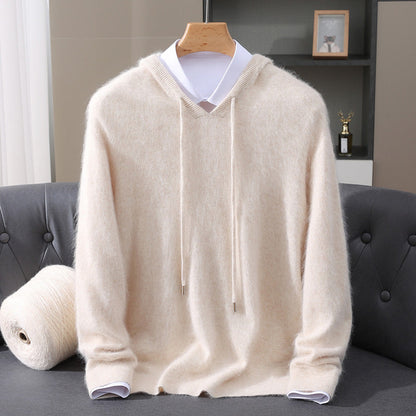 Textured Dropped Ribbed Cuffed Relaxed Hoodie