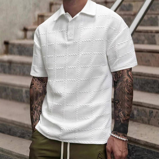 Textured Chevron Collared Buttoned Fitted Shirt