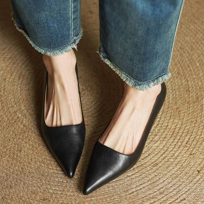 Slip On Pointed Toe Low Kitten Heels