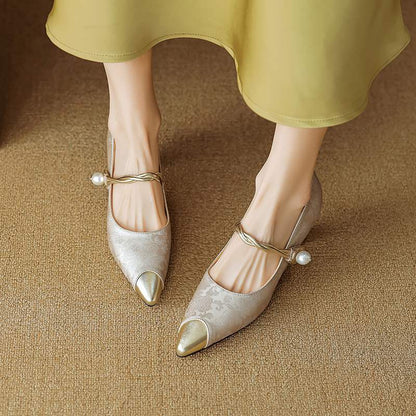 Slingback Twisted Strap Pointed Cap Toe Heels