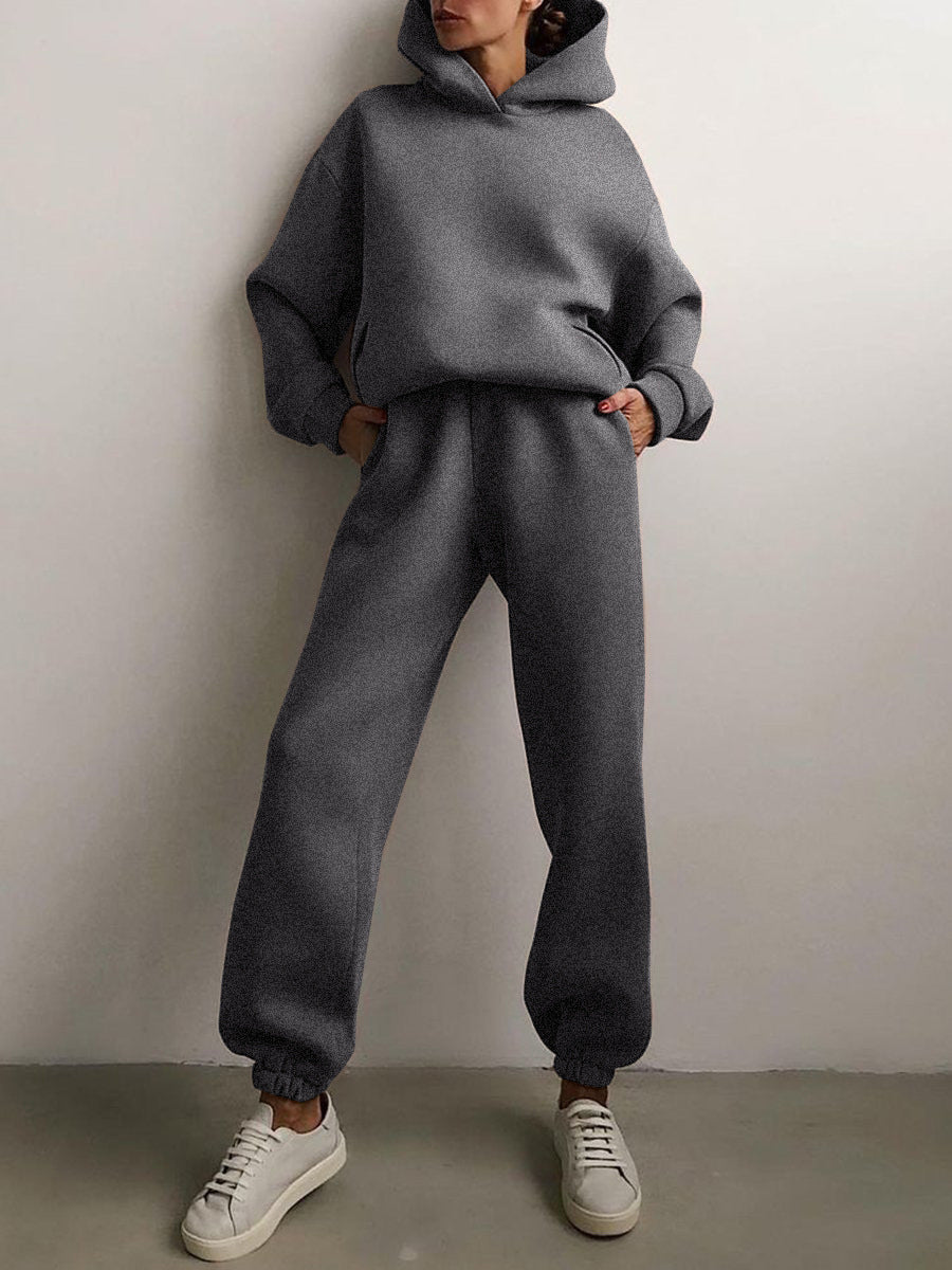 Hooded Cropped Loungewear Set For Women