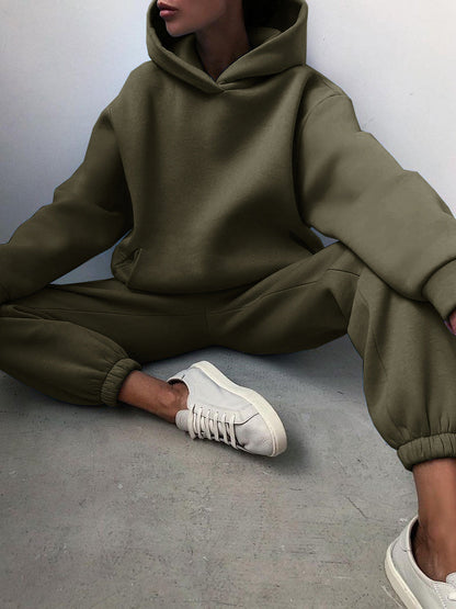 Hooded Cropped Loungewear Set For Women