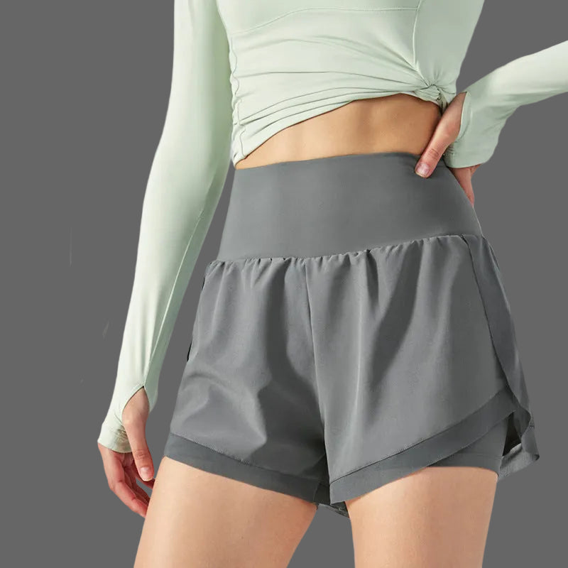 High Waisted Double Layer Running Shorts