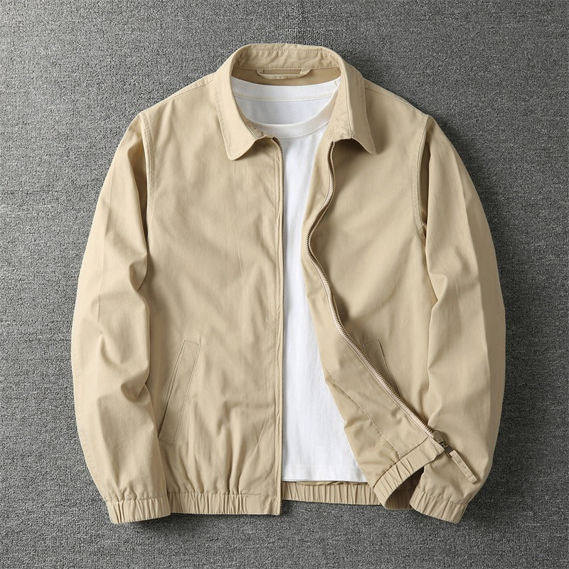 Collared Zippered Pocketed Cuffed Banded Jacket
