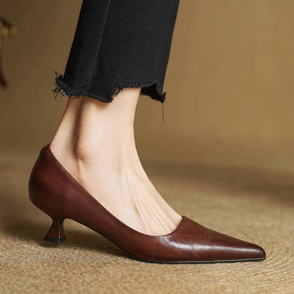 Slip On Pointed Toe Low Kitten Heels