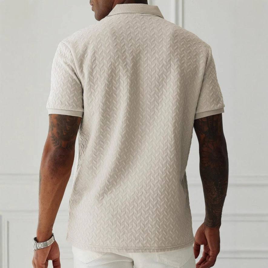 Textured Chevron Collared Buttoned Fitted Shirt