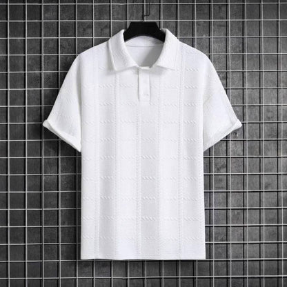 Textured Chevron Collared Buttoned Fitted Shirt