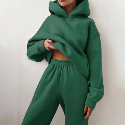 Hooded Cropped Loungewear Set For Women