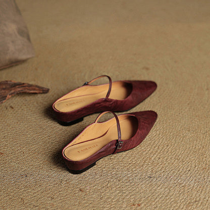 Pointed Toe Low Block Heel Mule Sandals