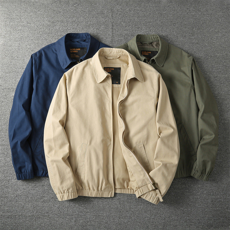 Collared Zippered Pocketed Cuffed Banded Jacket