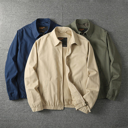 Collared Zippered Pocketed Cuffed Banded Jacket