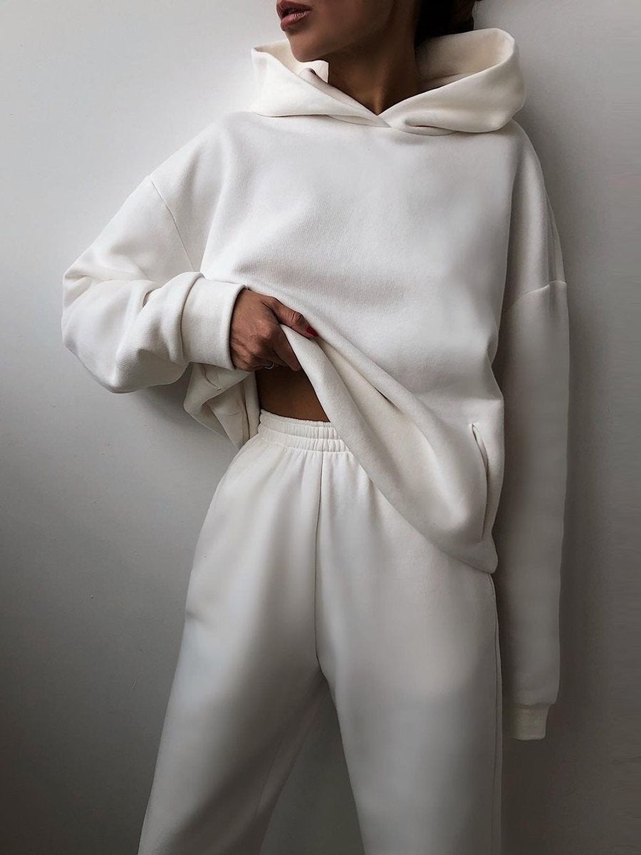 Hooded Cropped Loungewear Set For Women