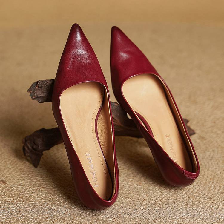 Slip On Pointed Toe Low Kitten Heels