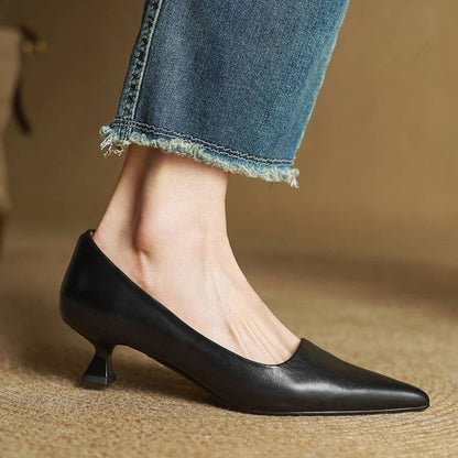 Slip On Pointed Toe Low Kitten Heels