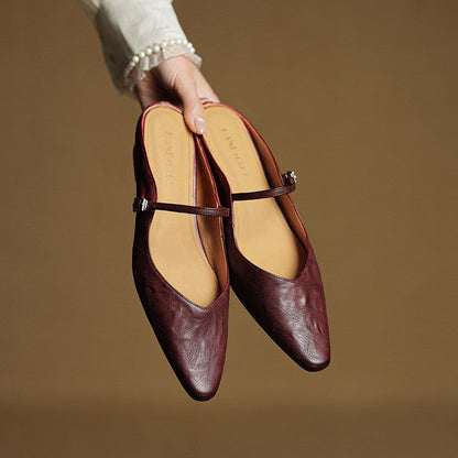 Pointed Toe Low Block Heel Mule Sandals