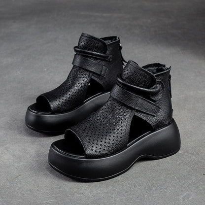 Perforated Open Toe Platform Sandals