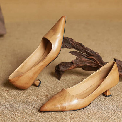 Slip On Pointed Toe Low Kitten Heels