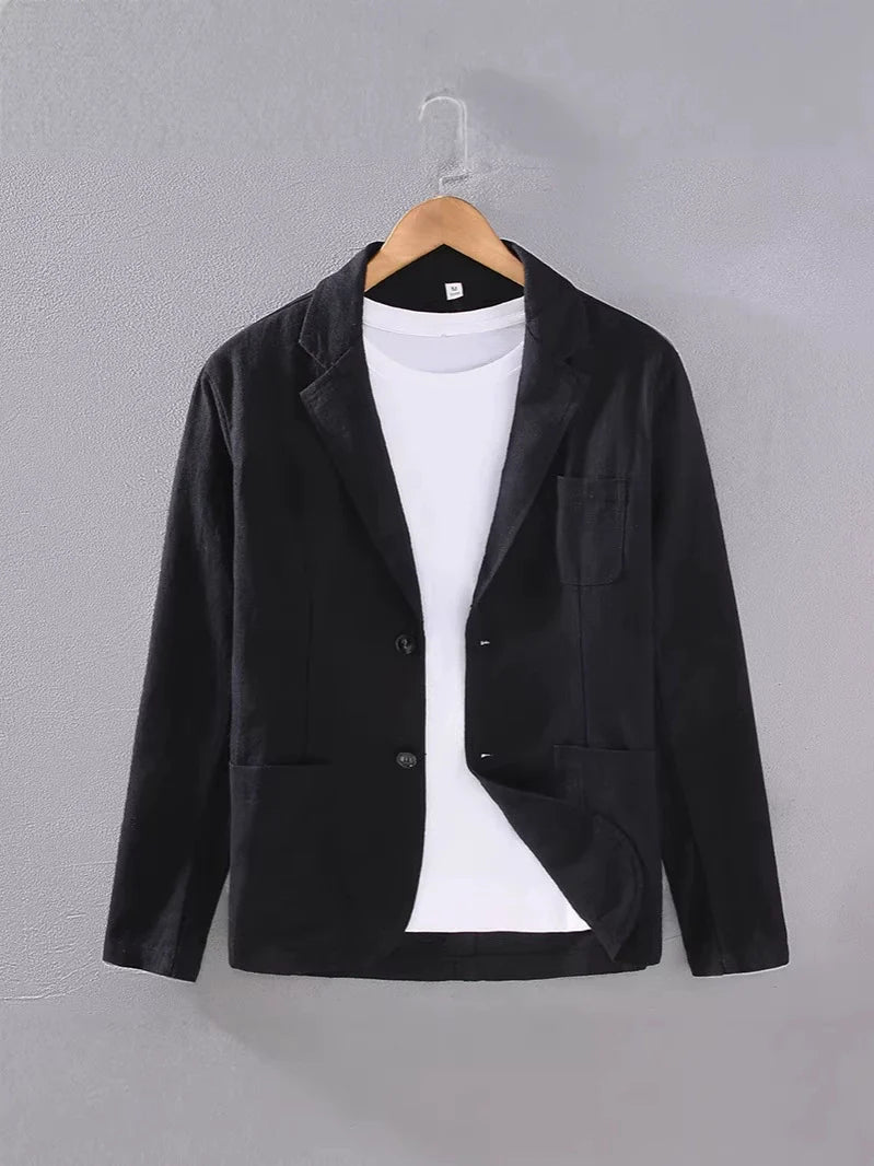 Pocketed Collared Notched Buttoned Blazer