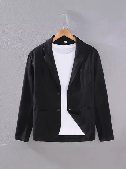 Pocketed Collared Notched Buttoned Blazer
